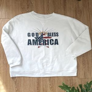 Vintage cropped God Bless America screen printed sweatshirt